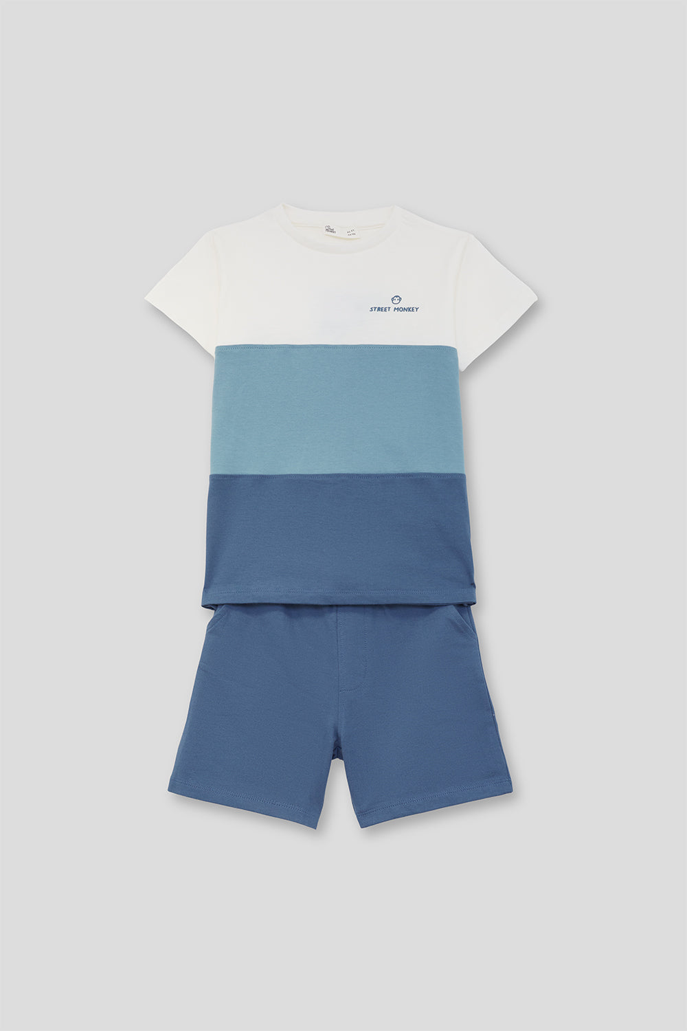 Conjunto niño azul degradado con camiseta y bermuda