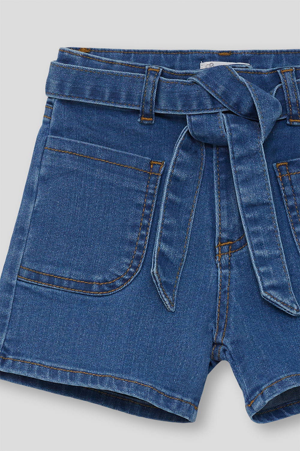 Short vaquero niña con cinturón denim azul
