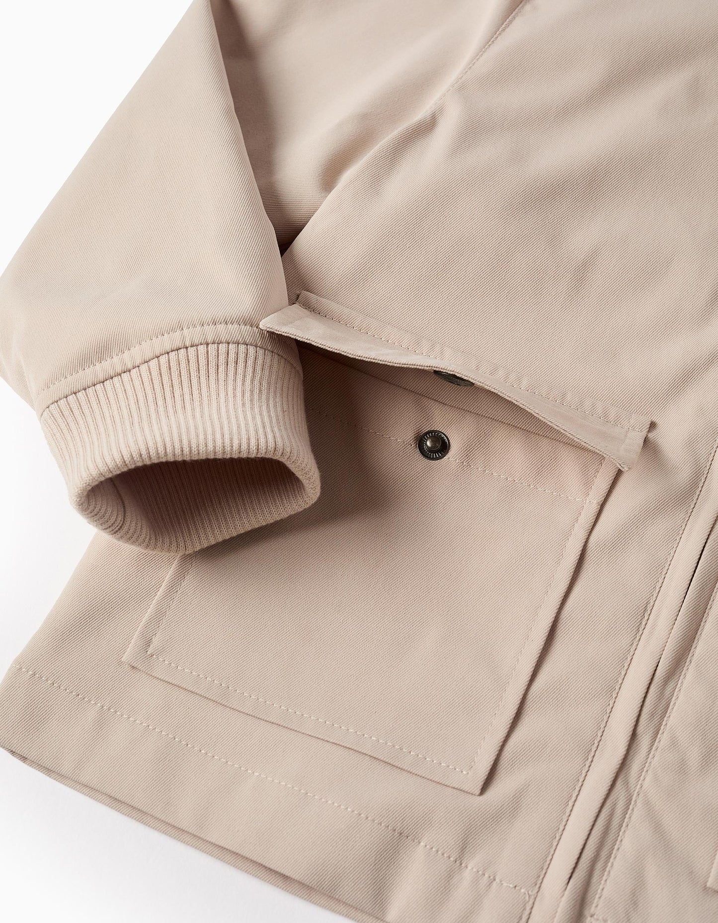 Chaqueta niño beige con capucha ligera