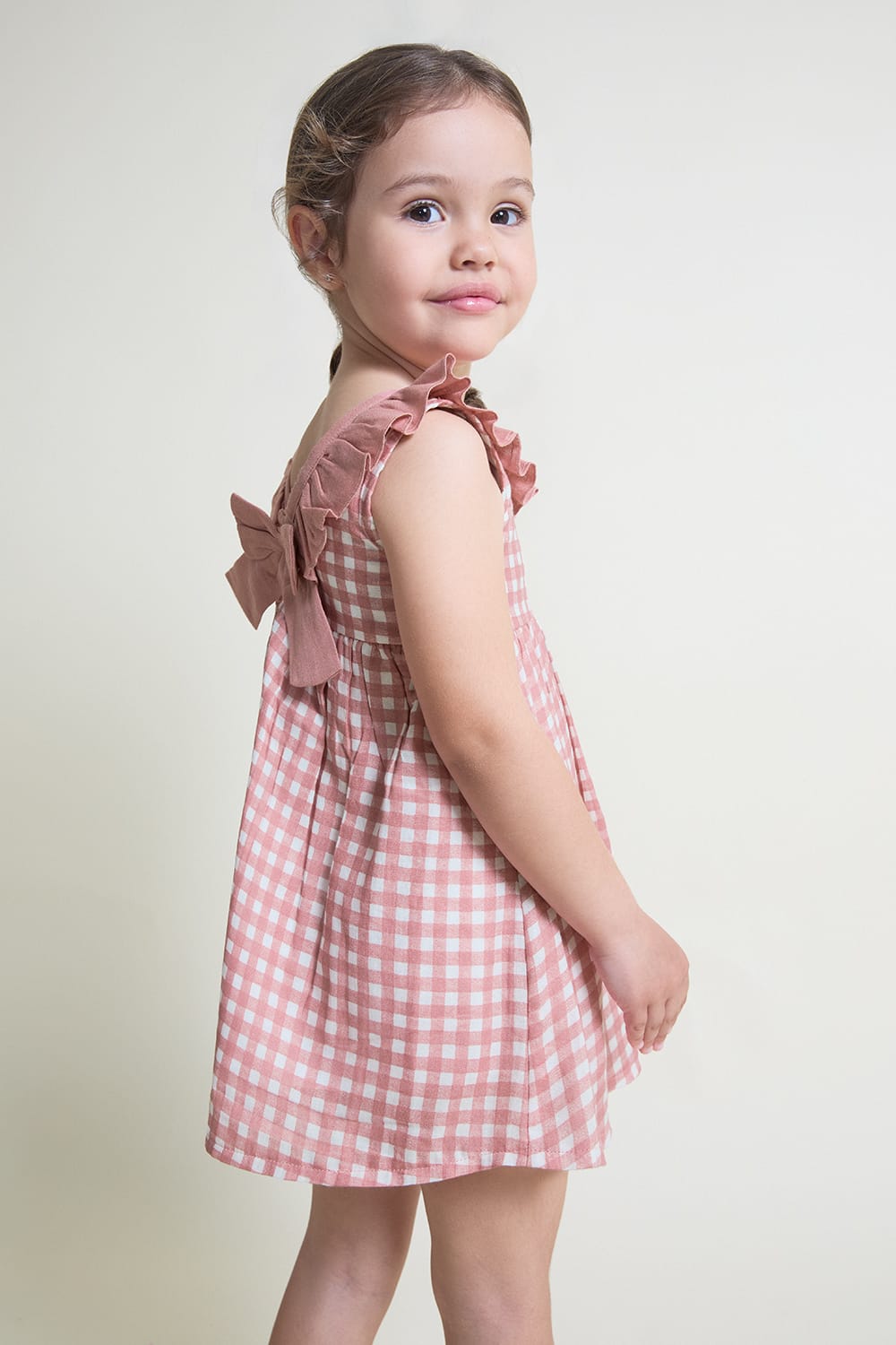 Vestido bebé vichy rosa con braguita