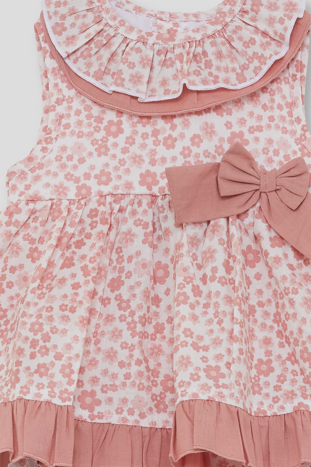 Vestido bebé floral rosa con braguita