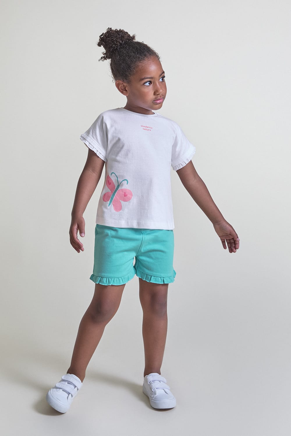 Conjunto niña mariposa turquesa