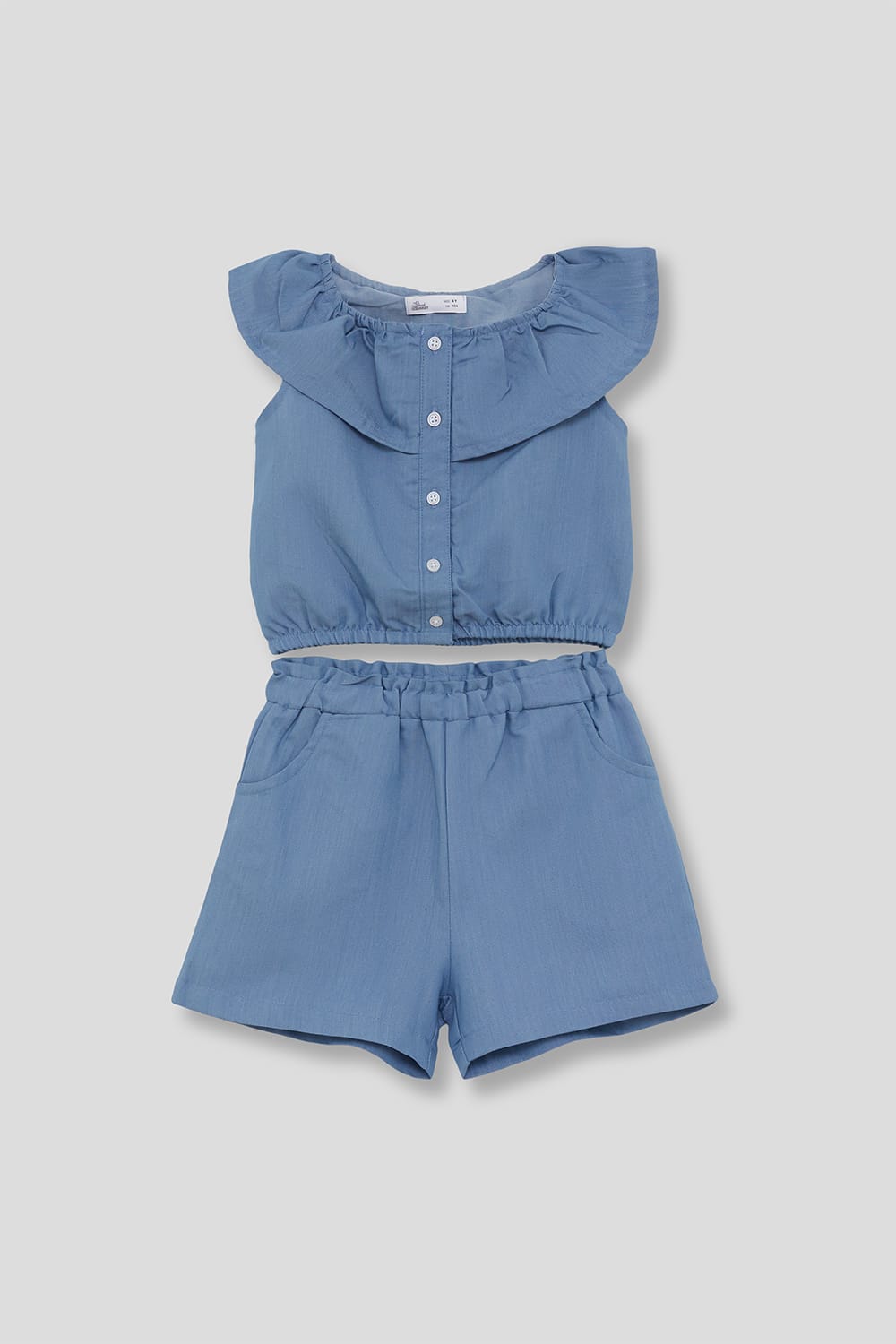 Conjunto niña Azul con volante