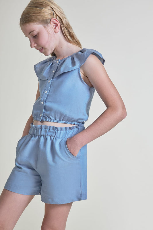 Conjunto niña Azul con volante