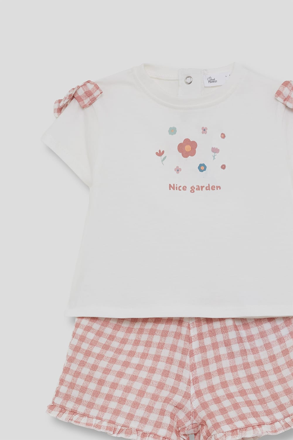 Conjunto bebé "Little Flower" vichy rosa