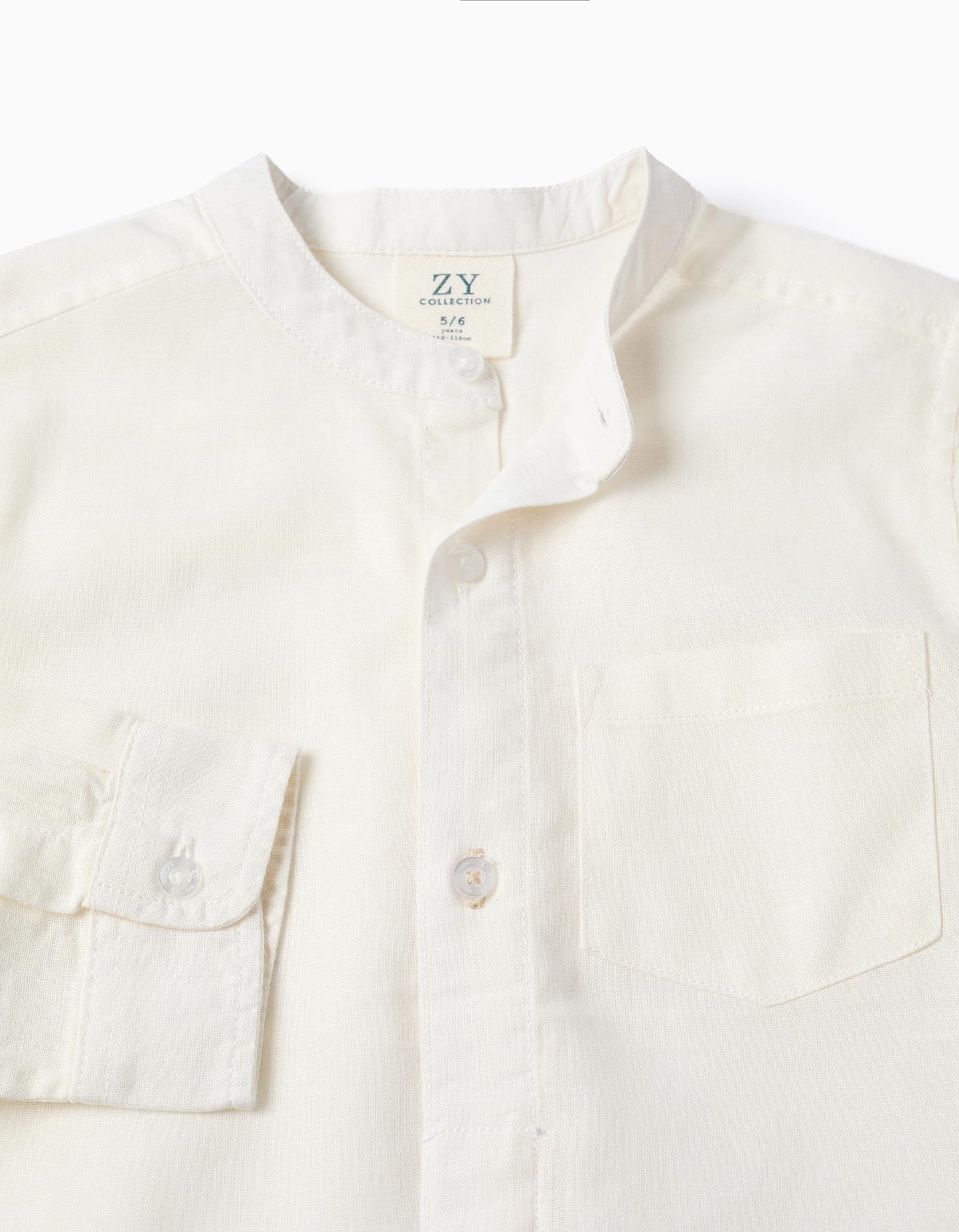 Camisa niño blanca cuello mao elegante