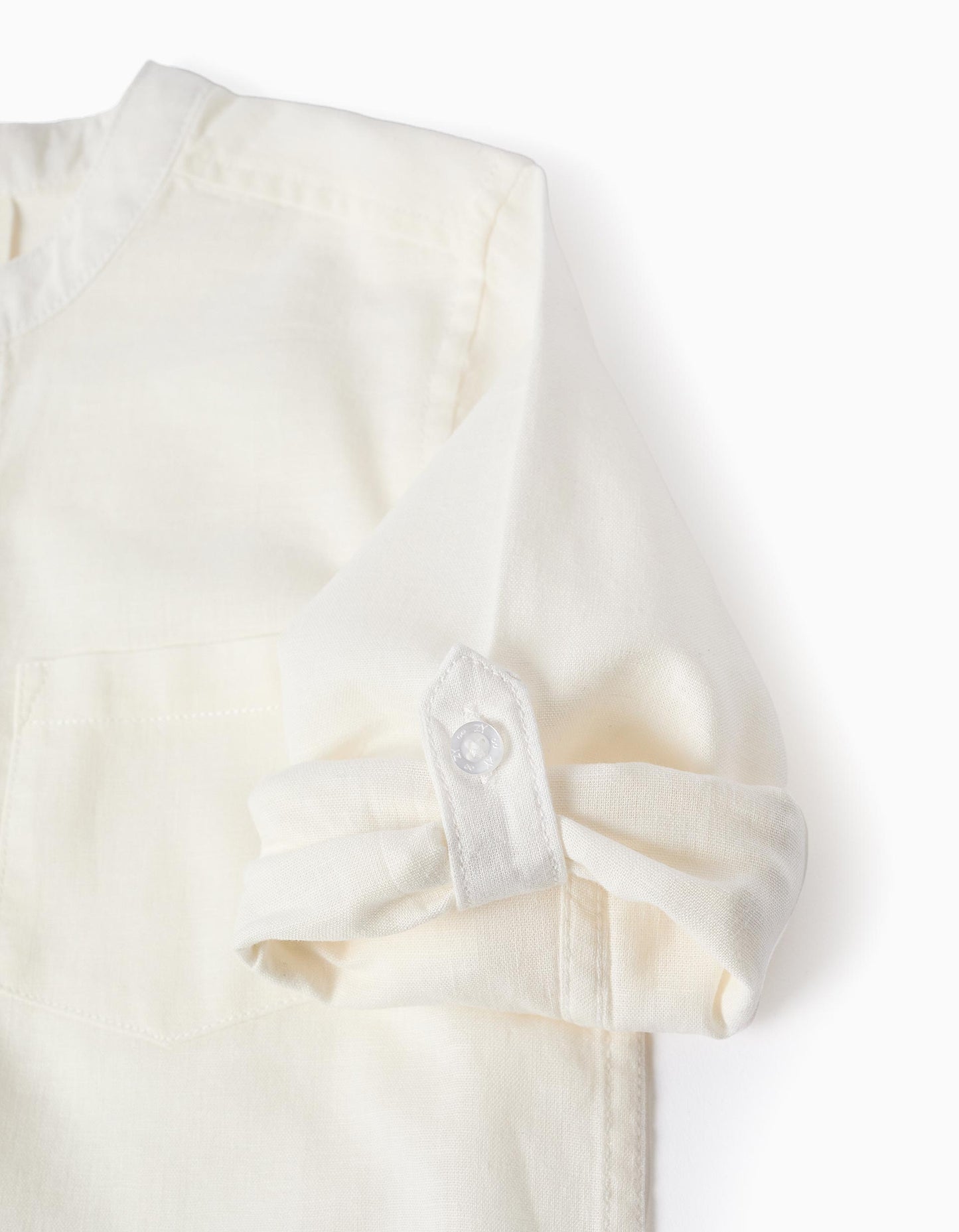 Camisa niño blanca cuello mao elegante