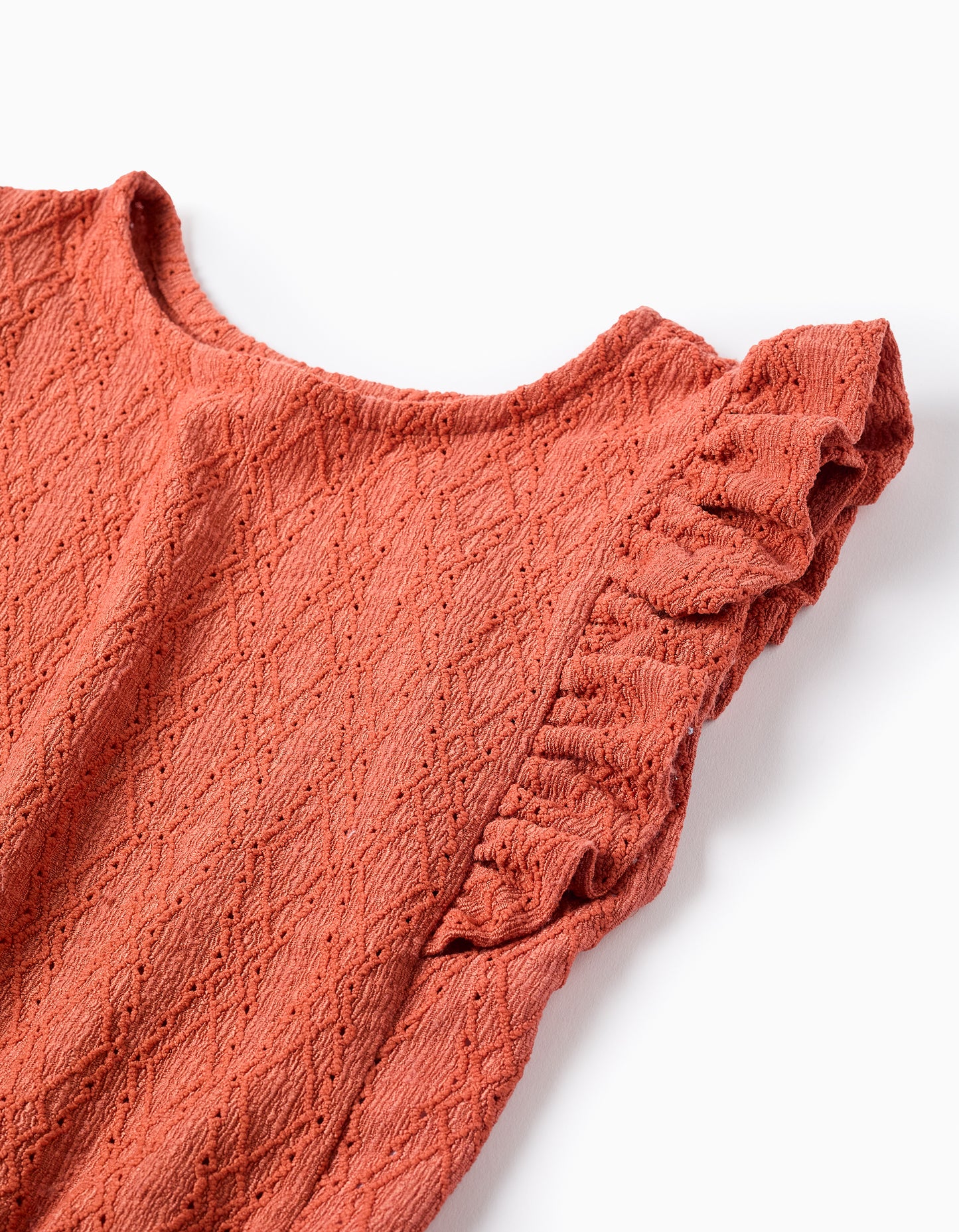 Blusa niña caldera calada con volantes